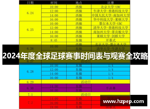 2024年度全球足球赛事时间表与观赛全攻略